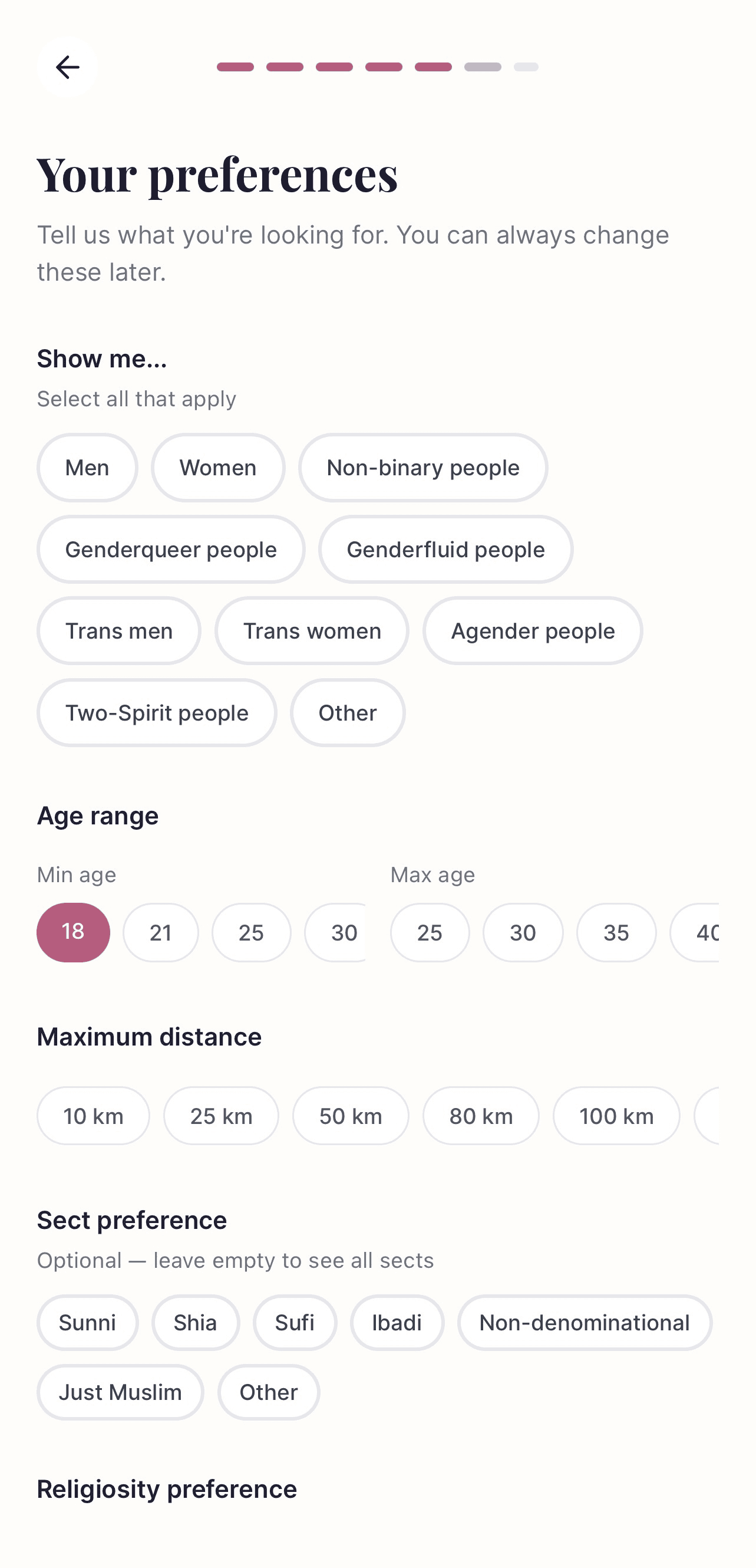 Jasur preferences screen